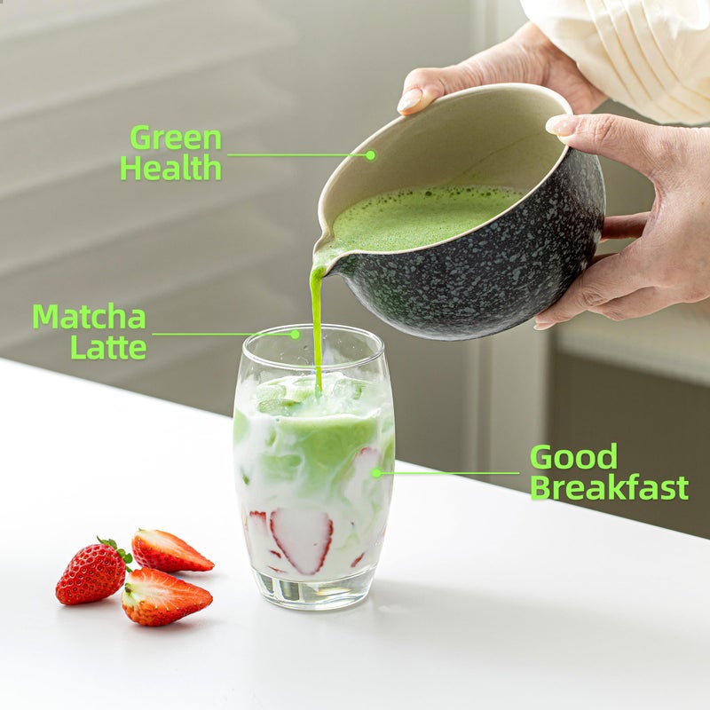 TEANAGOO Matcha Whisk Set 10 قطع مجموعة ماتشا طقم ماتشا للاحتفال طقم شاي ماتشا مع صينية خفق ماتشا ووعاء سيراميك مع مغرفة ماتشا ومنخل يستخدم لصنع شاي ماتشا بعد الظهر - Image 5
